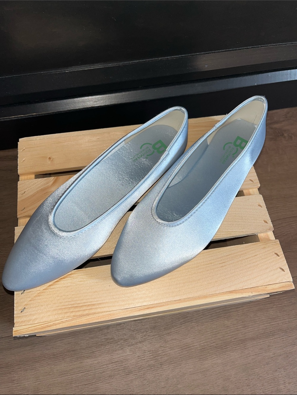 Seychelles Light Blue Satin Ballet Flats